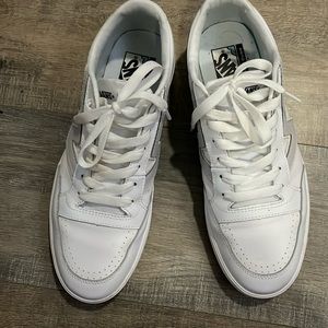 All white Lowland leather vans comfy Cush